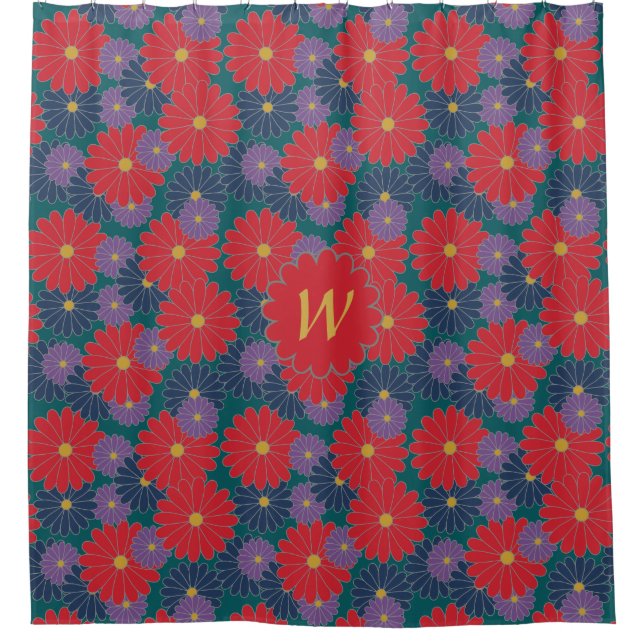 Splashy Fall Floral Shower Curtain (Front)