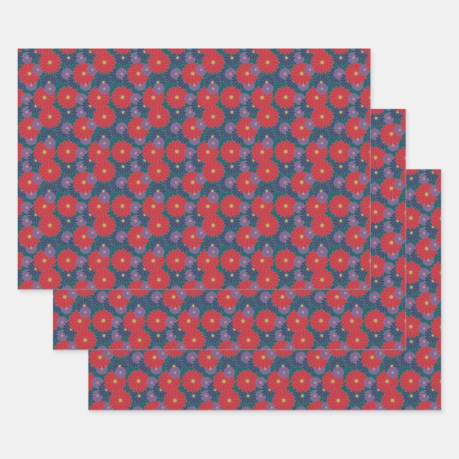Splashy Fall Floral Wrapping Paper Set (Set)