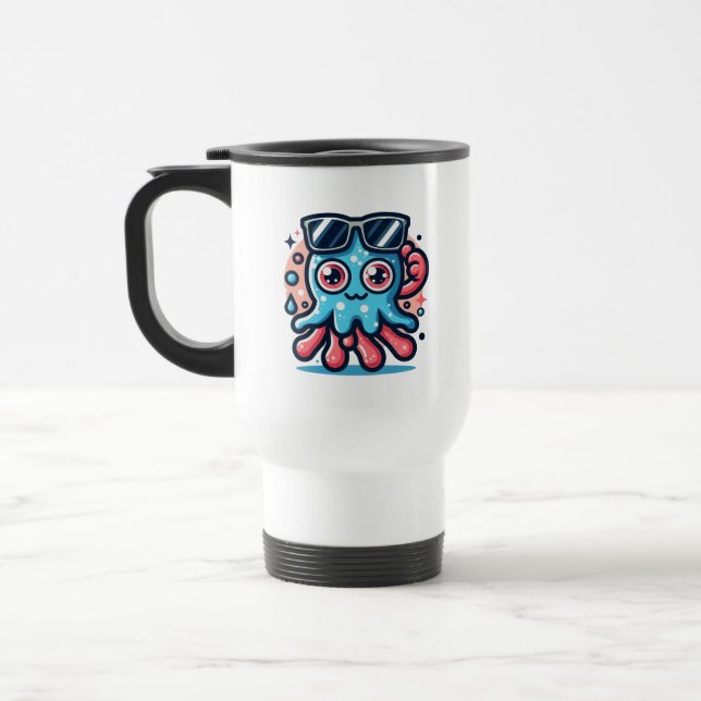 Splashy Octopus Travel Mug (Left)