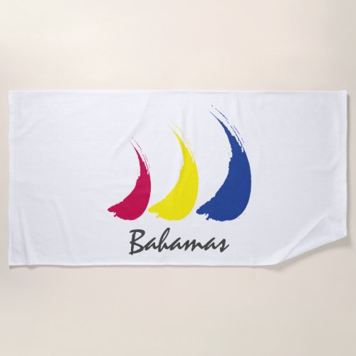 Splashy Sails_Paint_The_Wind_Bahamas Beach Towel