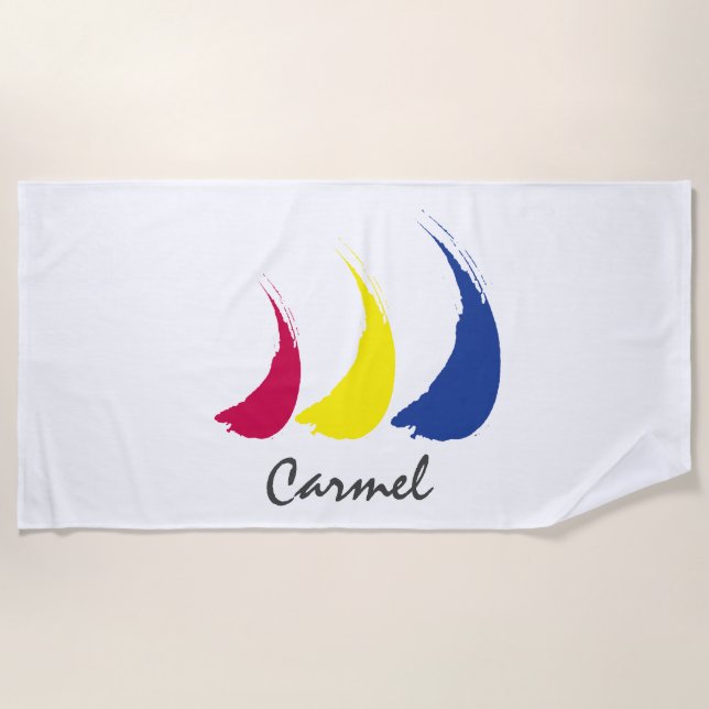 Splashy Sails_Paint-The-Wind_Carmel Beach Towel (Front)