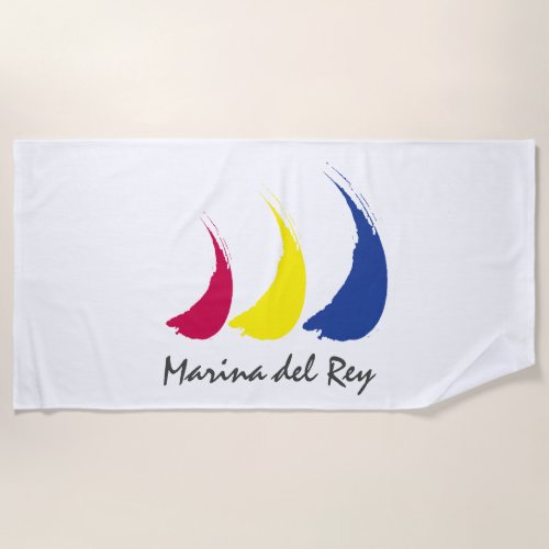 Splashy Sails_Paint_The_Wind_Marina del Rey Beach Towel