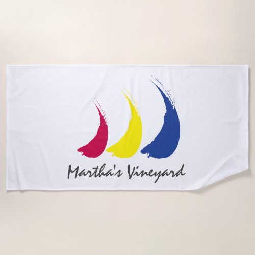 Splashy Sails_Paint_The_Wind_Marthas Vineyard Beach Towel