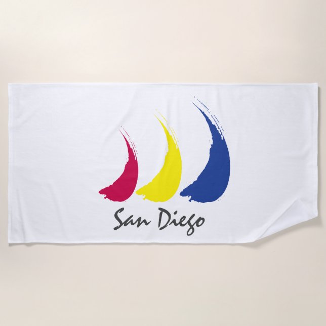 Splashy Sails_Paint-The-Wind_San Diego Beach Towel (Front)