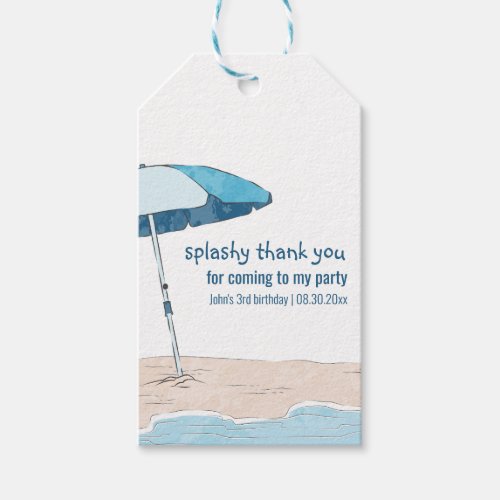 Splashy Thank You Summer Beach Themed Gift Tags