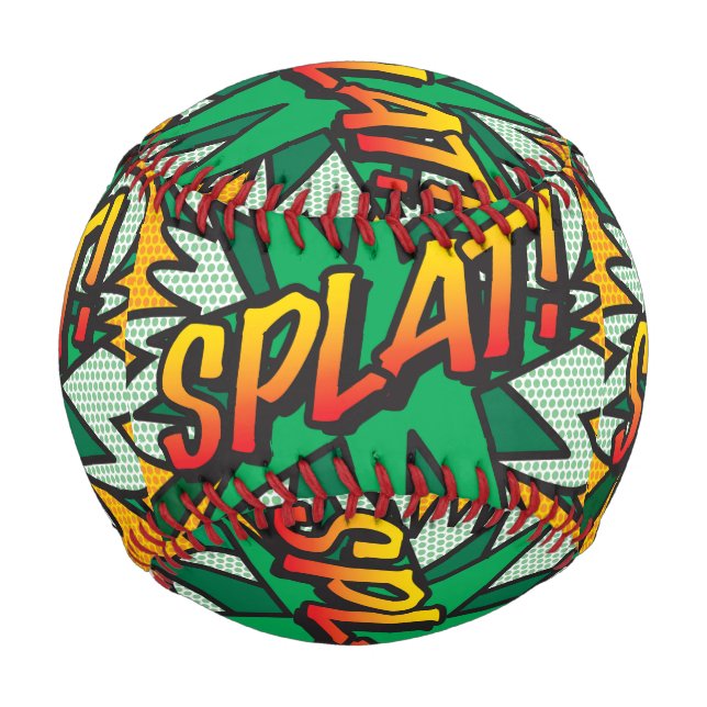 SPLAT Fun Retro Comic Book Pop Art Baseball (Front)