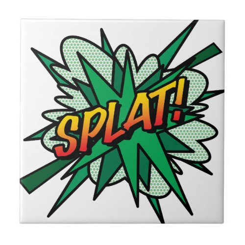 SPLAT Fun Retro Comic Book Pop Art Ceramic Tile