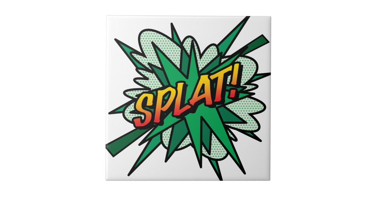 SPLAT Fun Retro Comic Book Pop Art Ceramic Tile Zazzle