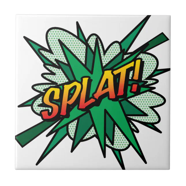 SPLAT Fun Retro Comic Book Pop Art Ceramic Tile Zazzle
