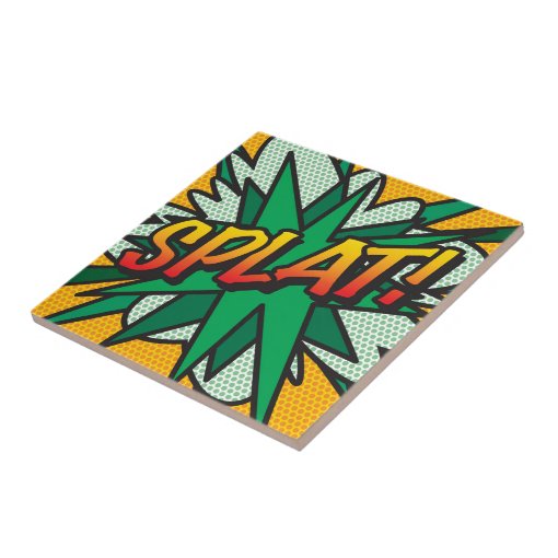SPLAT Fun Retro Comic Book Pop Art Ceramic Tile Zazzle