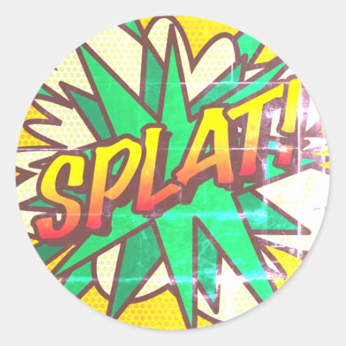 SPLAT Fun Retro Comic Book Pop Art Classic Round Sticker