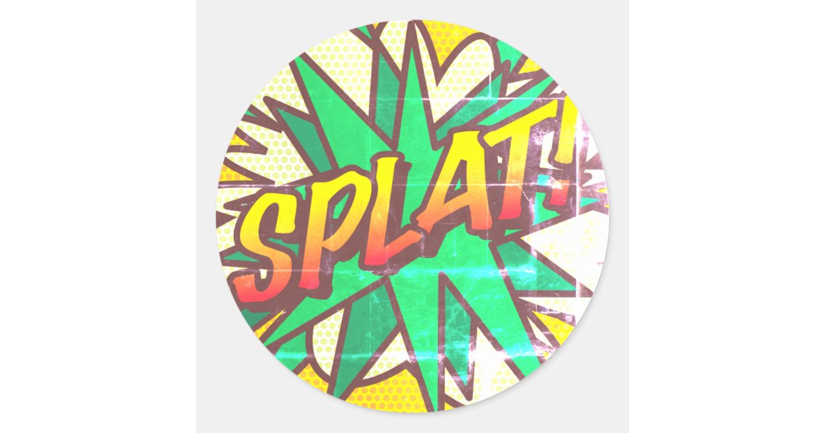 Splat Fun SPLAT Fun Retro Comic Book Pop Art Classic Round Sticker | Zazzle