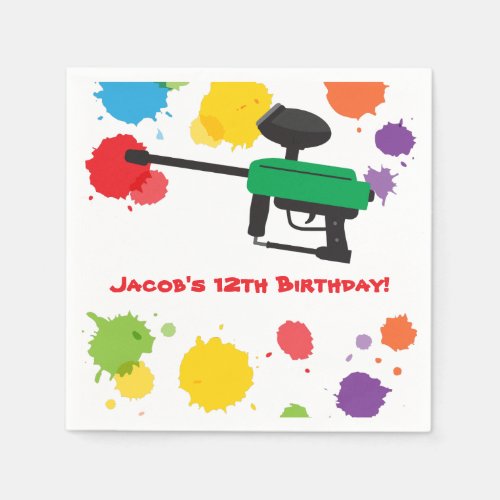 Splat Paintball Kids Birthday Party Paper Supplies Napkins
