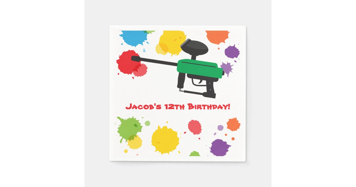 Splat Paintball Kids Birthday Party Paper Supplies Napkins Zazzle