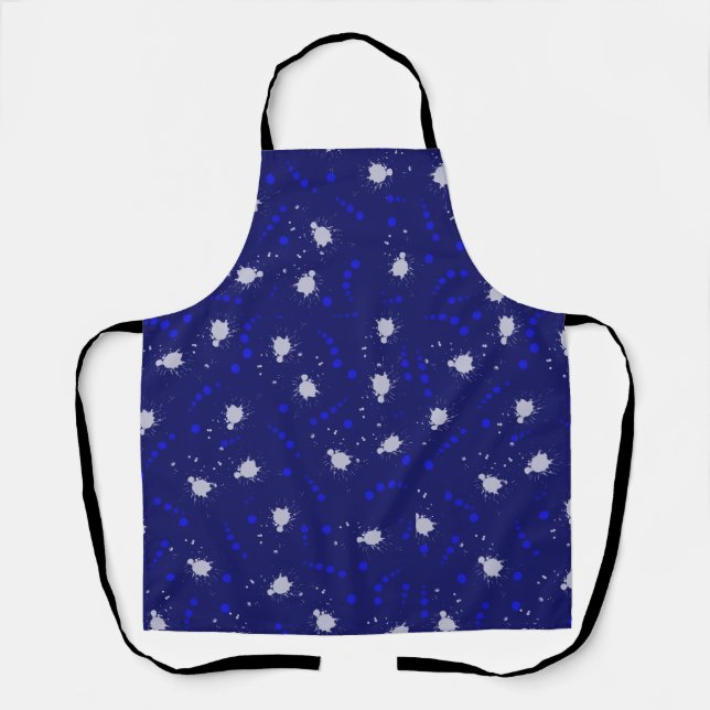 Splat pattern teenager blue and white fun   apron (Front)