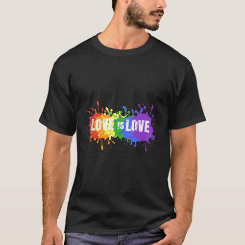 Splat Rainbow LGBT Gay Pride Lesbian Love Is  T_Shirt