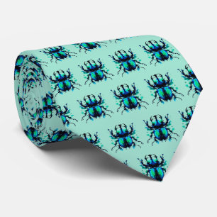 Splat Scarab Beetle in Blue & Green Pattern Neck Tie