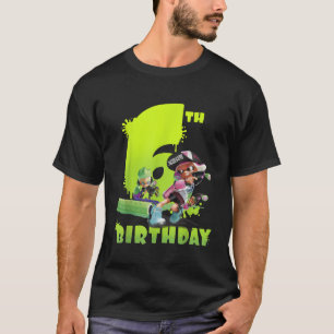 Splatoon Inkling 6th Birthday Green Splatter Portr T-Shirt