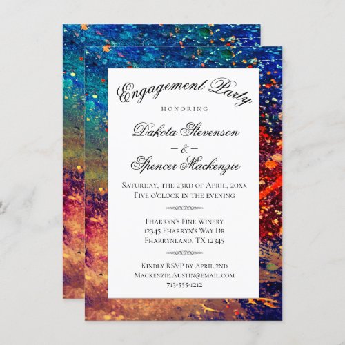 Splatter Abstract  Colorful Psychedelic Rainbow Invitation