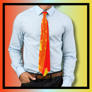 Splatter Art Citrus Orange Yellow Abstract Art Neck Tie