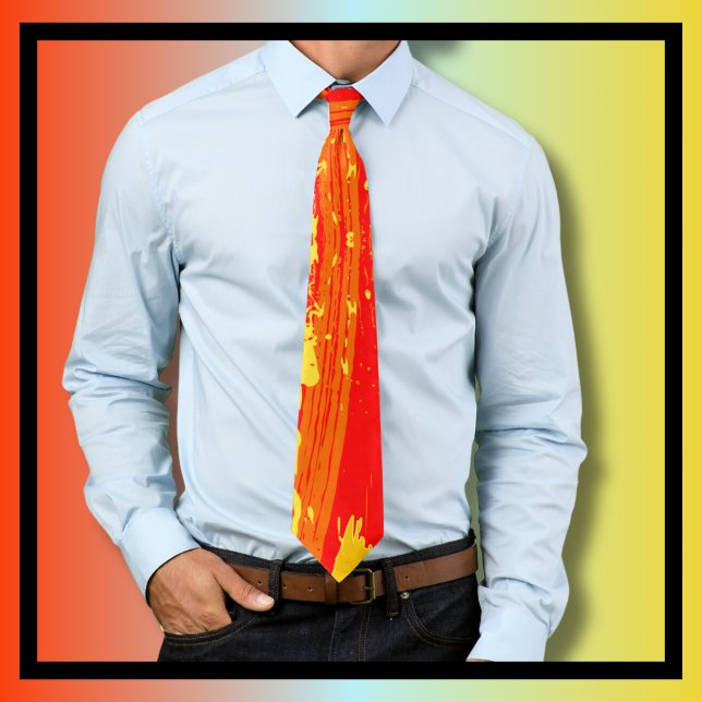 Splatter Art Citrus Orange Yellow Abstract Art  Neck Tie (Creator Uploaded)