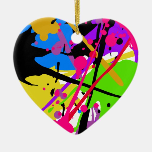 Splatter art graffiti power ceramic ornament (Front)