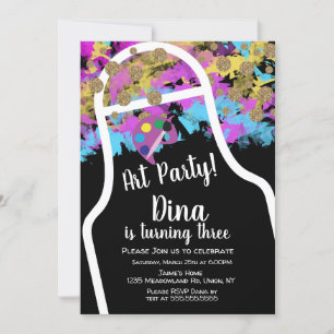 Splatter Art Painting Apron Art Birthday Party Invitation