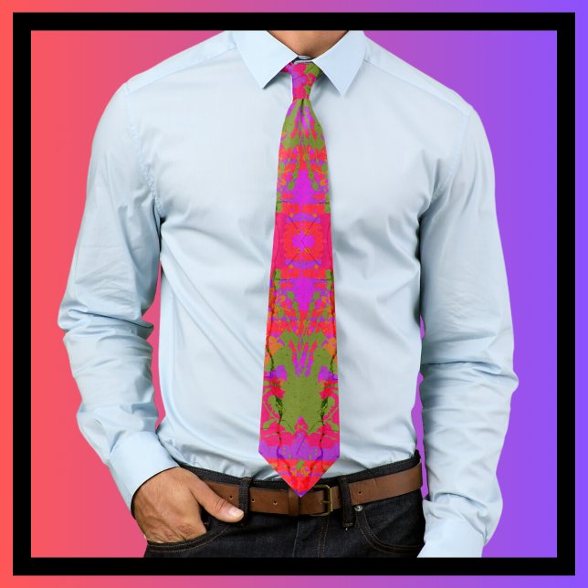 Splatter Art Red Purple Green Gold Abstract Art  Neck Tie (Creator Uploaded)