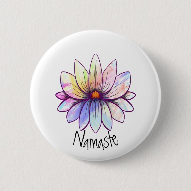 Splatter Lotus Flower Namaste Button (Front)