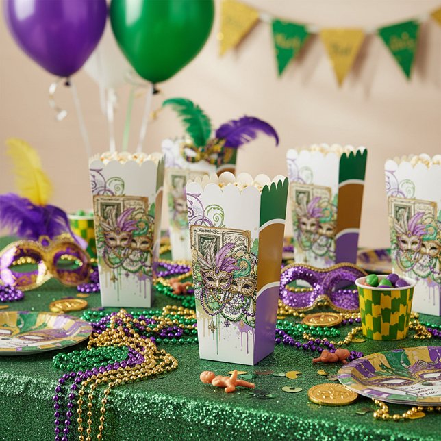 Splatter Mardi Gras collage Favor Boxes (Creator Uploaded)