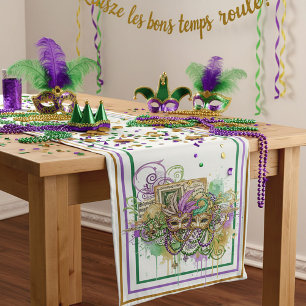 Splatter Mardi Gras collage Medium Table Runner