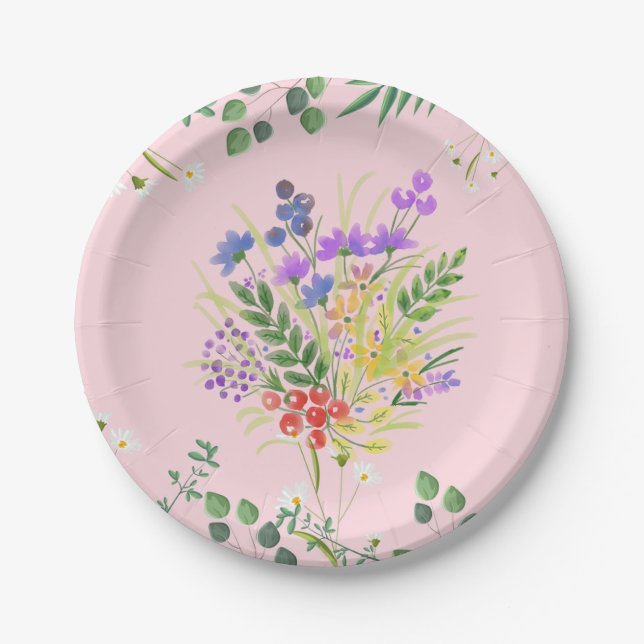 Splatter of Flowers Paper Plates (Front)