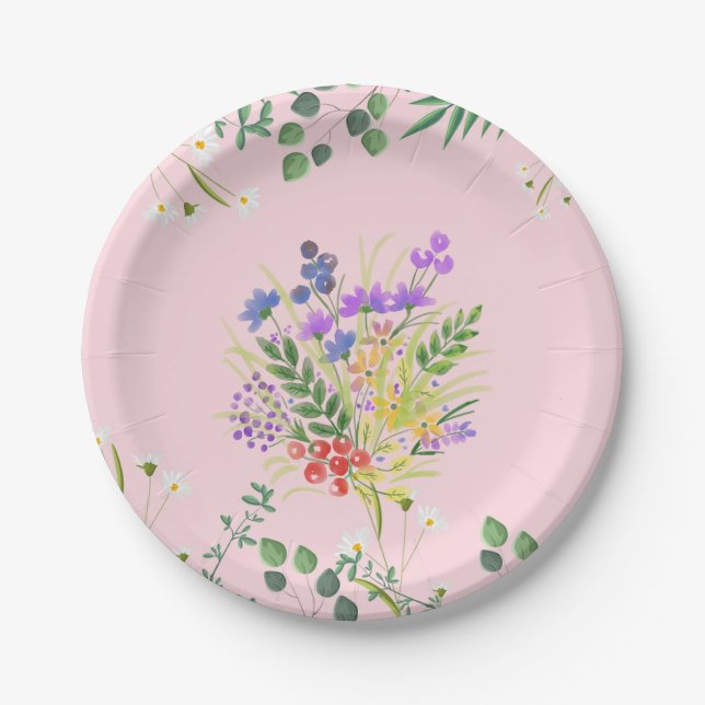 Splatter  of Flowers Paper Plates (Front)