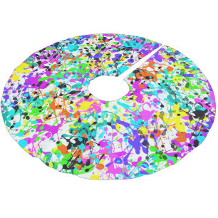 Splatter Paint Artsy Christmas Brushed Polyester Tree Skirt