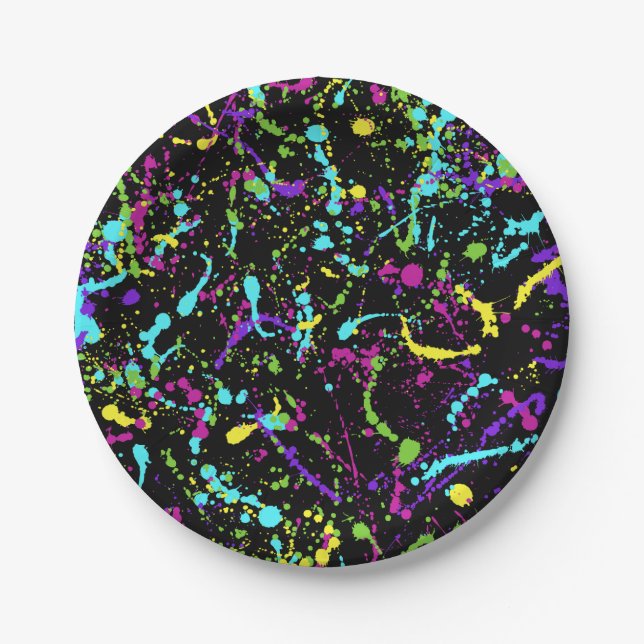 Splatter Paint-Colorful- Paper Plates (Front)