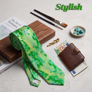 Splatter Paint Green Neck Tie
