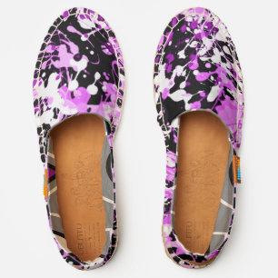 Splatter Paint in Orchid Purple and Black White Espadrilles