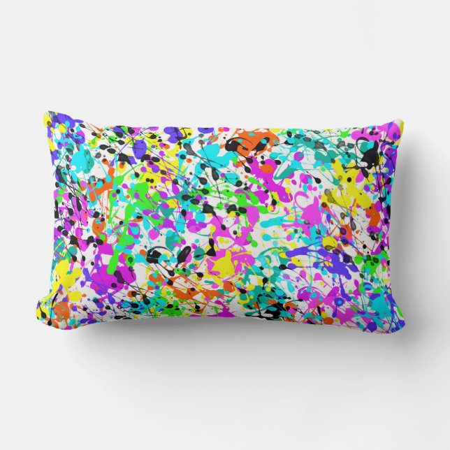 Splatter Paint Lumbar Pillow (Front)
