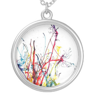 Splatter Paint Neclace Silver Plated Necklace