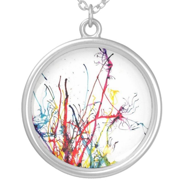 Splatter Paint Neclace Silver Plated Necklace (Front)
