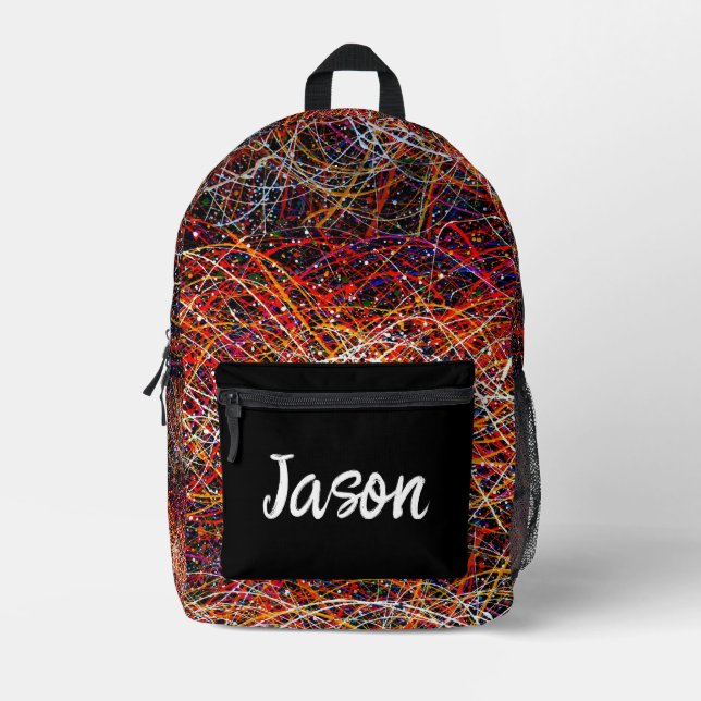 Splatter Paint Personalized Printed Backpack (Front)