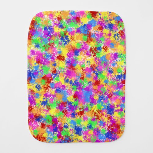 Splatter Paint Rainbow Bright Colorful Background Burp Cloth