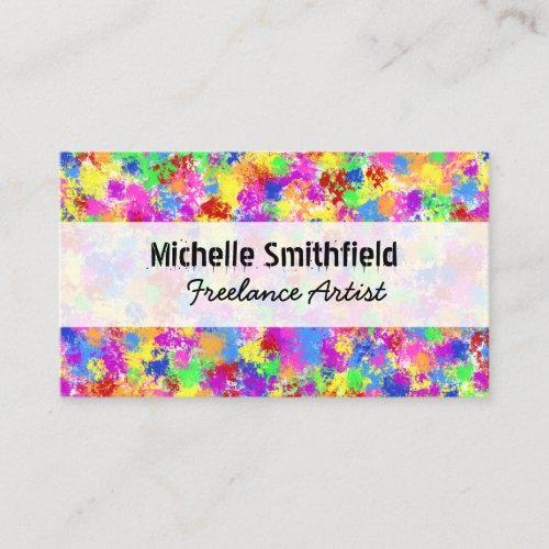 Splatter Paint Rainbow of Bright Color Background Business Card