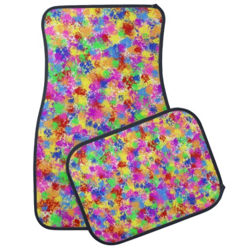 Splatter Paint Rainbow of Bright Color Background Car Mat