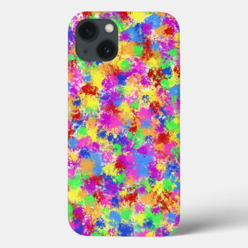 Splatter Paint Rainbow of Bright Color Background iPhone 13 Case