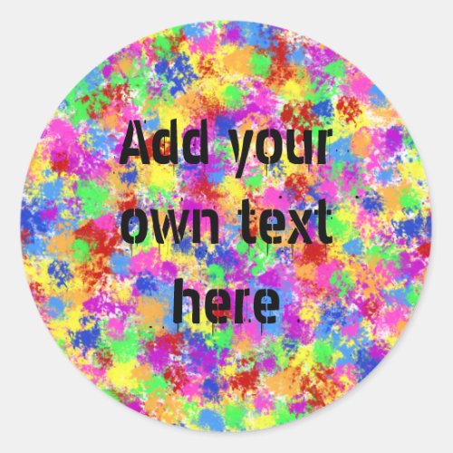 Splatter Paint Rainbow of Bright Color Background Classic Round Sticker