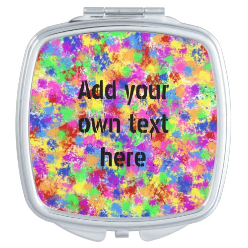 Splatter Paint Rainbow of Bright Color Background Compact Mirror