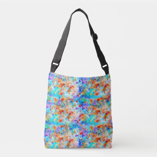 Splatter Paint Rainbow of Bright Color Background Crossbody Bag