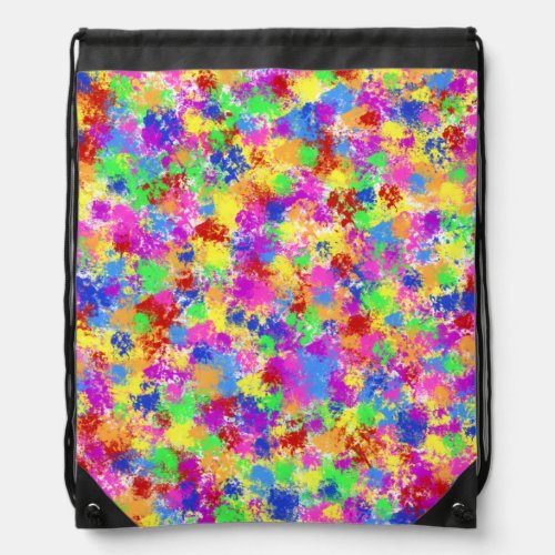 Splatter Paint Rainbow of Bright Color Background Drawstring Bag