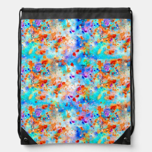 Splatter Paint Rainbow of Bright Color Background Drawstring Bag